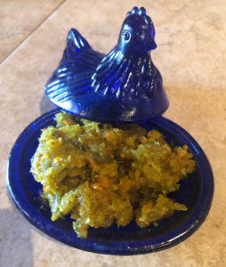 Tasty relish in a blue hen dish